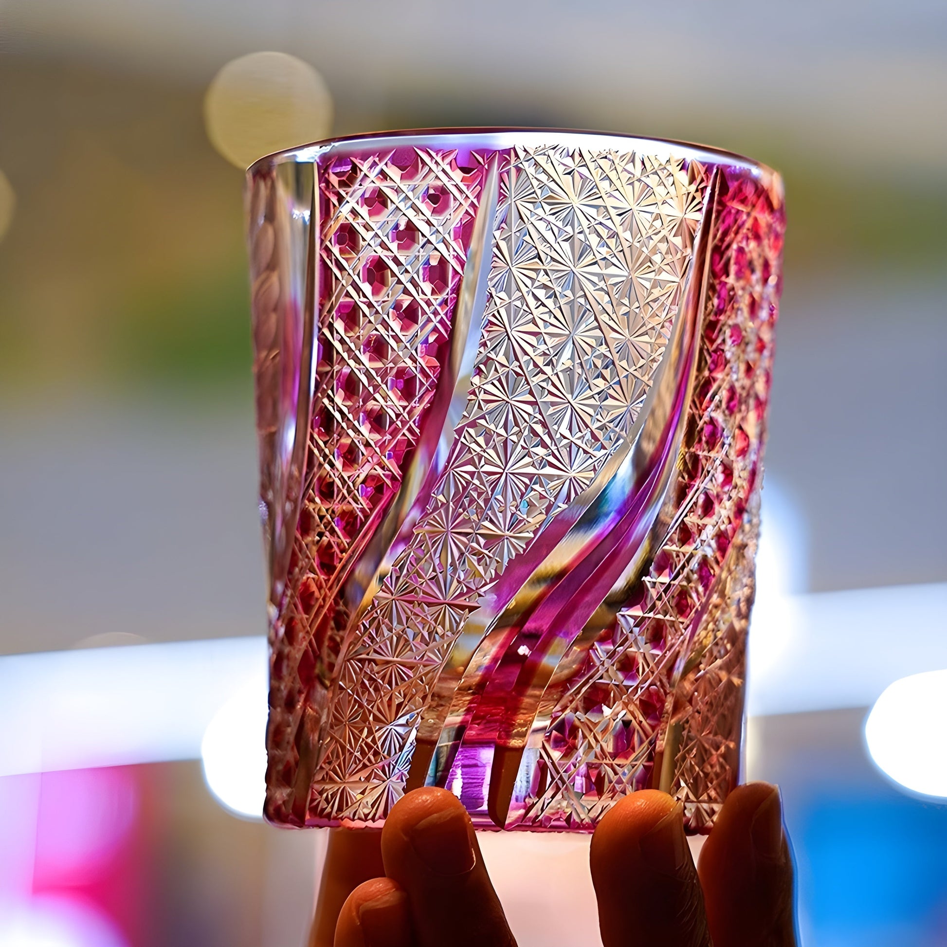 PINK Crystal Goldfish Edo Kiriko Wine Glass Exquisite Carving Wineglass Whiskey Cup Brandy Snifter Liquor Whisky Rock Dropship GuerraHome