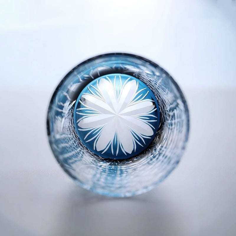 Bicchiere Edo Kiriko – Gru Inciso a Mano – Scatola in legno GuerraHome