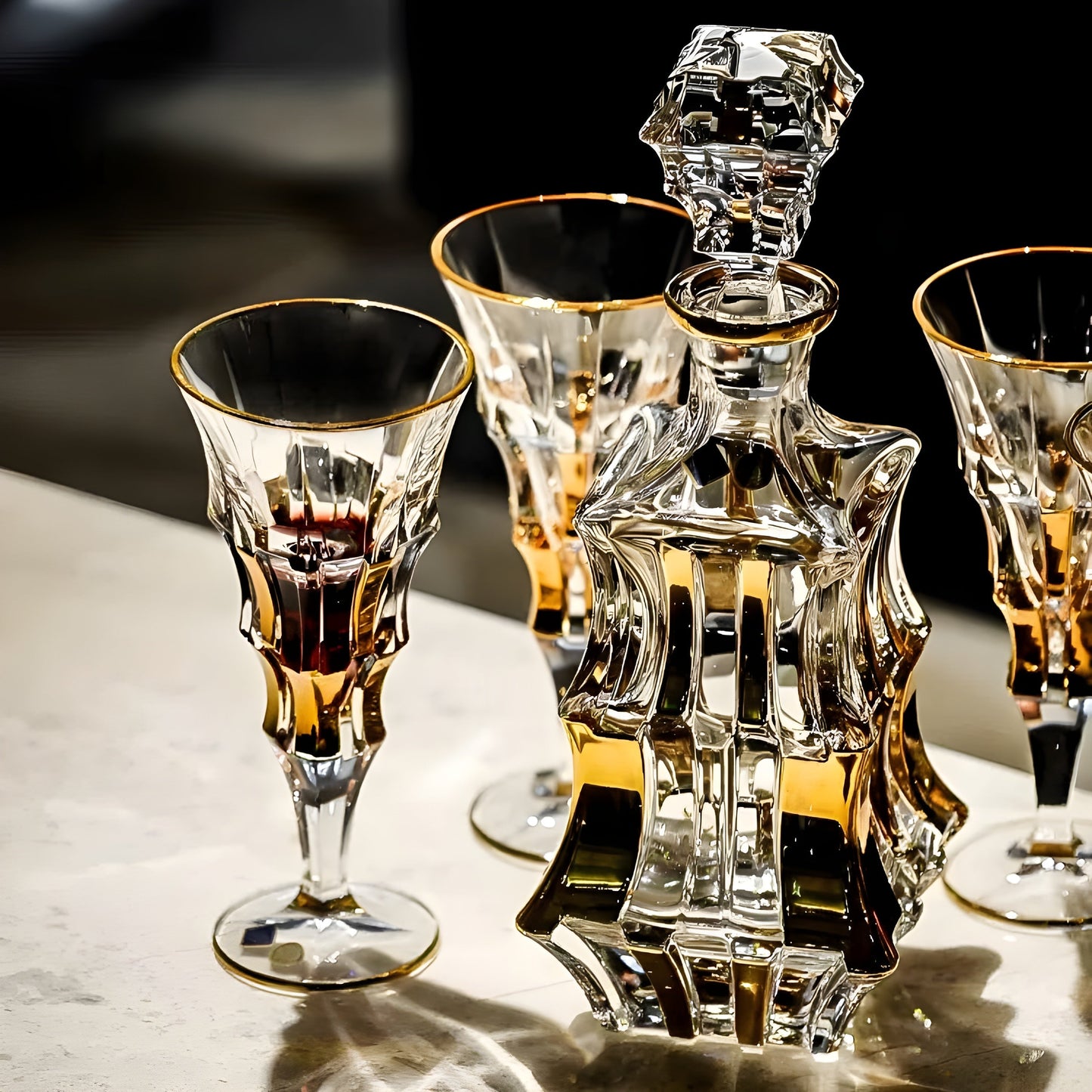 Set di Calici con Decanter 'Royal' in Cristallo Bohemia GuerraHome