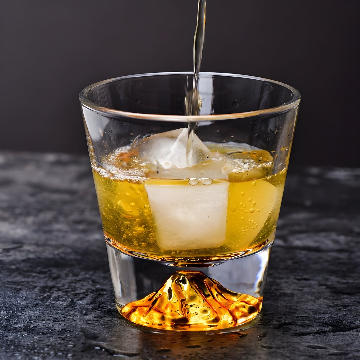 Bicchiere da Whisky in Cristallo – 'Monte Fuji Oro' - Scatola in Legno