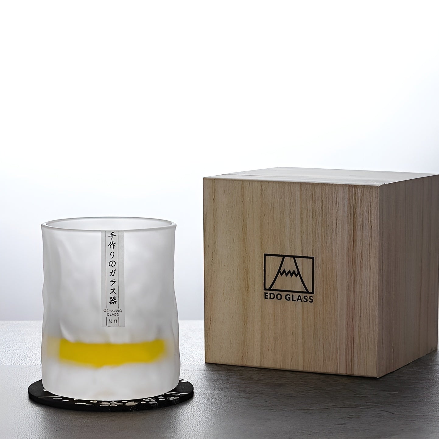 Bicchieri da Whisky Edo Kiriko – Design Ghiacciaio - Scatola in legno GuerraHome