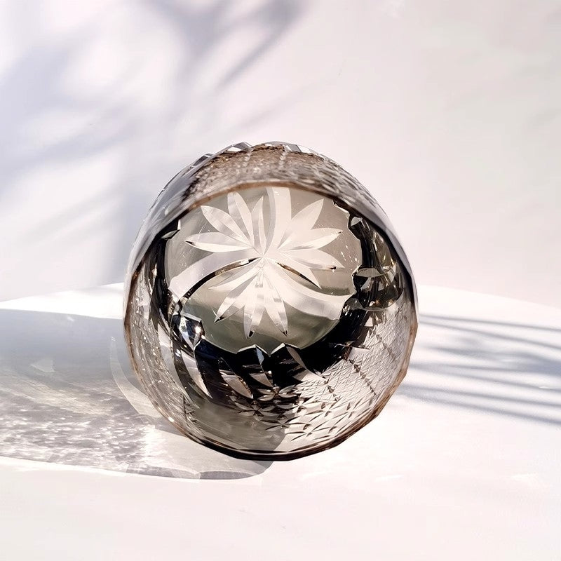 Bicchiere Edo Kiriko – Fiori D'Ambra – Scatola in legno GuerraHome