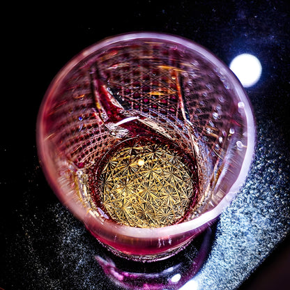 PINK Crystal Goldfish Edo Kiriko Wine Glass Exquisite Carving Wineglass Whiskey Cup Brandy Snifter Liquor Whisky Rock Dropship GuerraHome