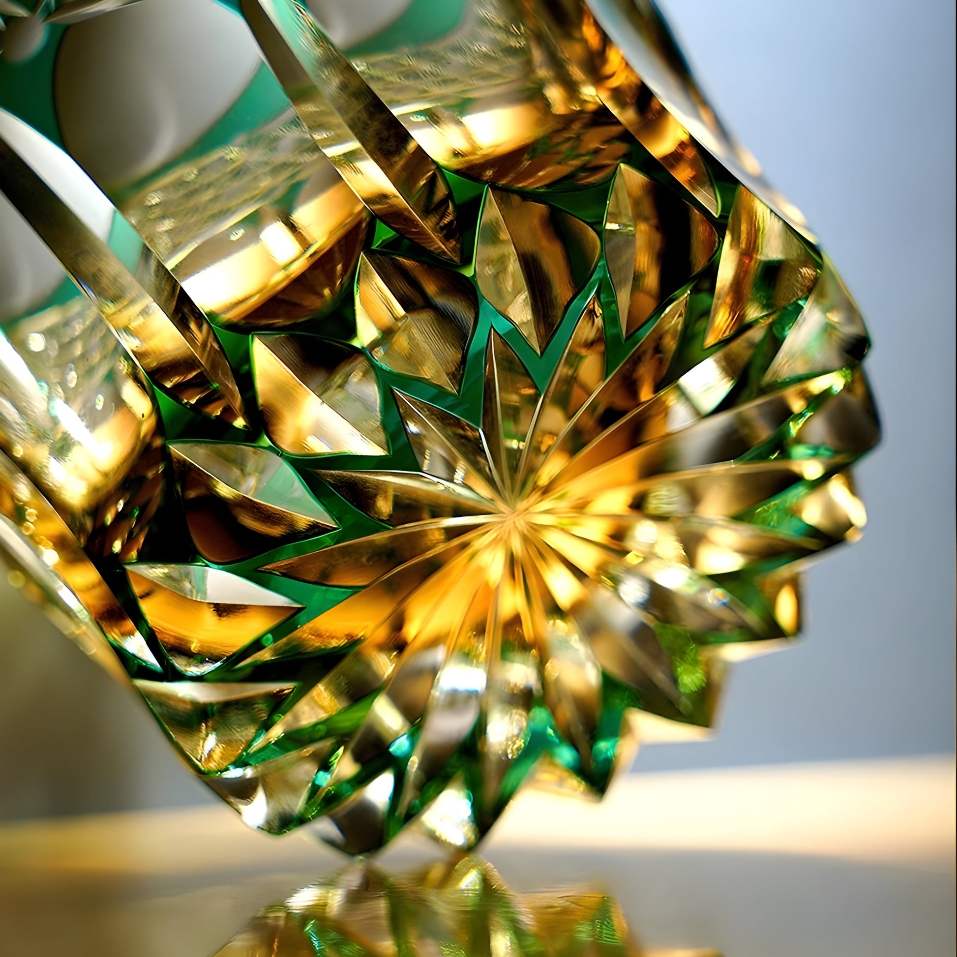 Bicchiere Edo Kiriko – 'Prisma Smeraldo' – Scatola in Legno GuerraHome