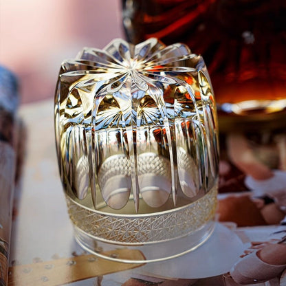 Hand Cut Warrior Armor Amber Edo Kiriko Crystal Wine Cup Luxury Goods Whiskey Brandy Glass Artwork Liquor Snifter Water Beer Mug GuerraHome