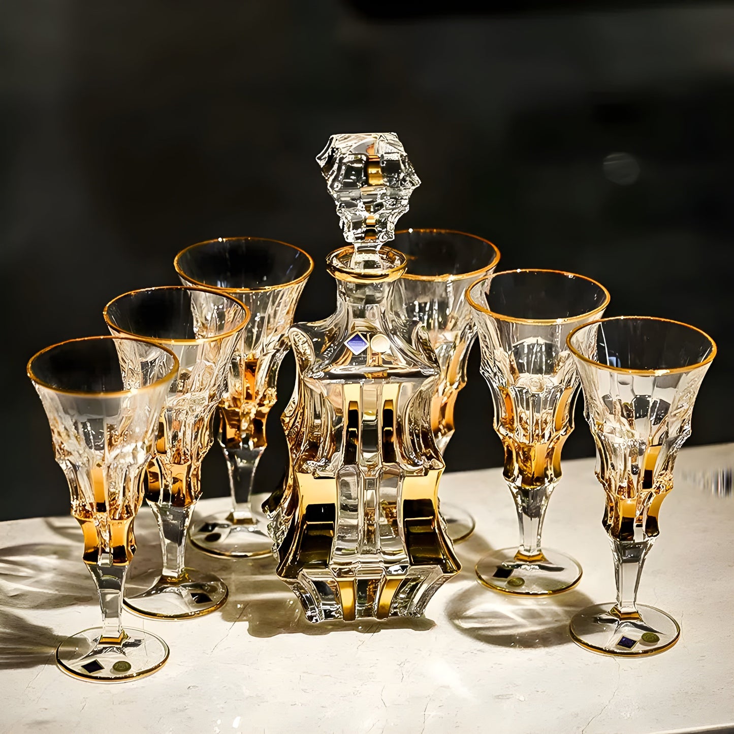 Set di Calici con Decanter 'Royal' in Cristallo Bohemia GuerraHome