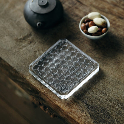 Sottobicchiere Giapponese – Quadrato 'Onda Marina' – Vetro Trasparente GuerraHome