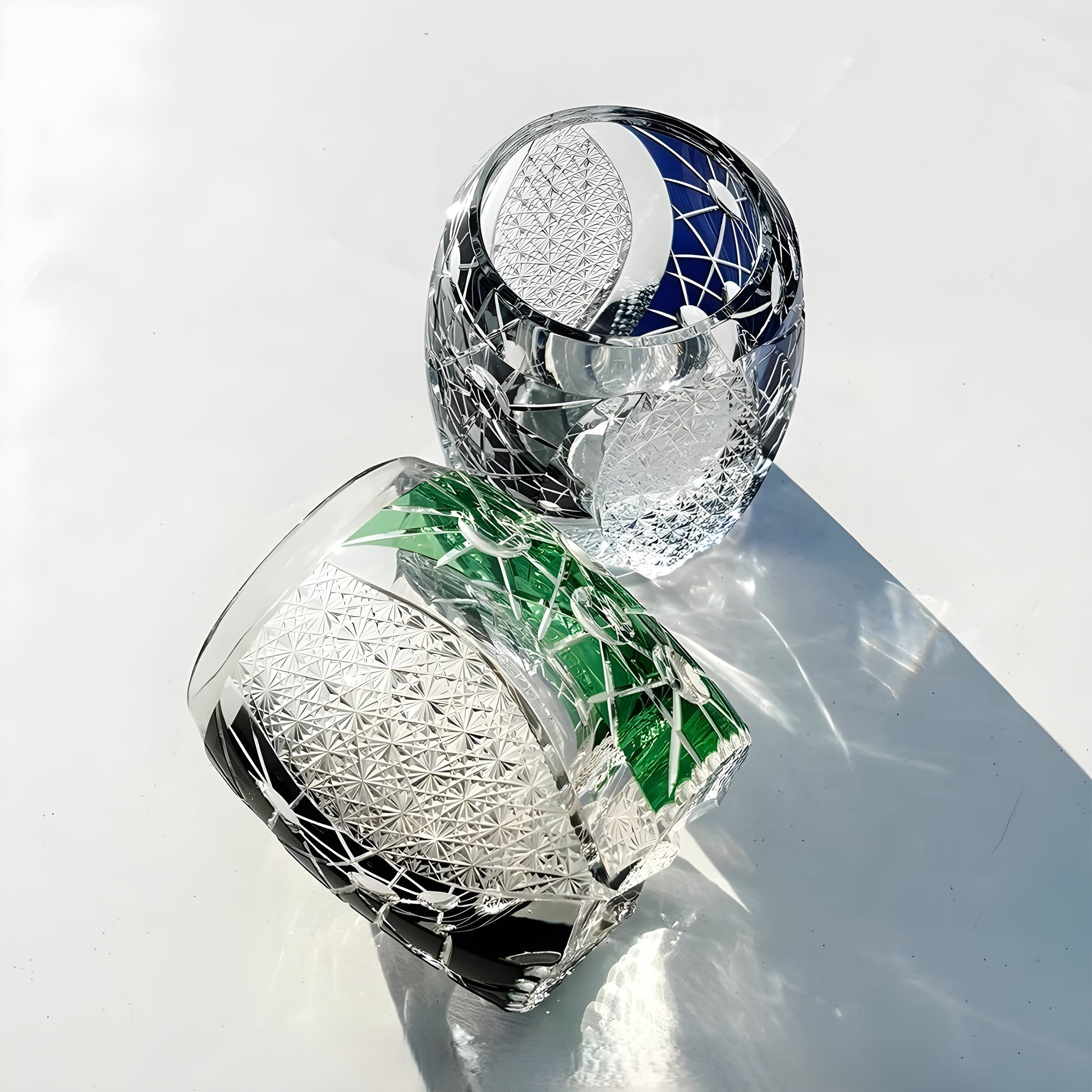 Bicchiere Edo Kiriko – ‘Giove’ (Verde/Nero) – Scatola in legno GuerraHome