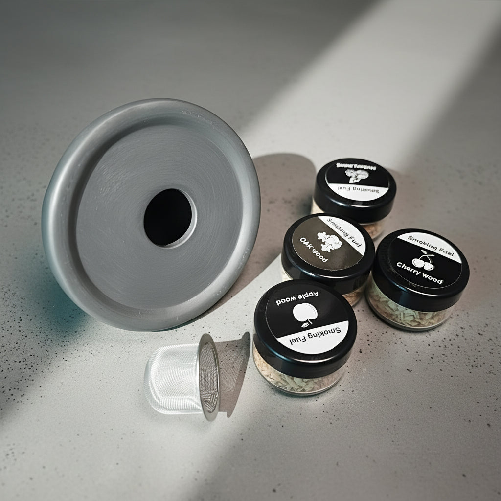 Set Affumicatore per Cocktail 'Skullfire' – Kit da Whisky con 4 Tipi di Legno – Box Regalo