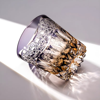 Bicchiere Edo Kiriko – Prisma Ametista – Scatola in Legno GuerraHome