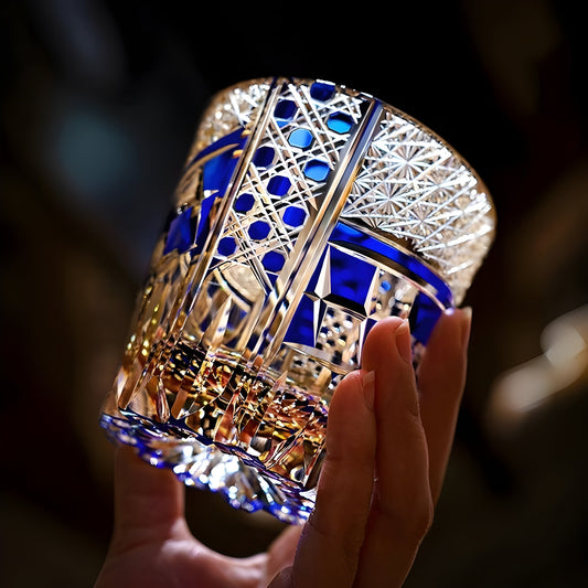 Bicchiere Edo Kiriko – “Costellazione Zaffiro” – Scatola in legno GuerraHome