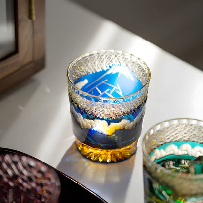 Bicchiere Edo Kiriko – ‘Monte Fuji’ – Scatola in legno GuerraHome