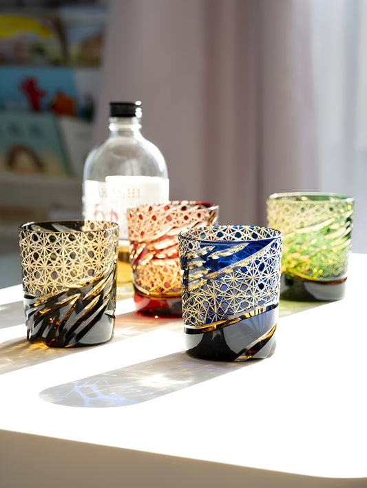 Bicchiere Edo Kiriko- 'Occhio del Drago' – Scatola in Legno GuerraHome