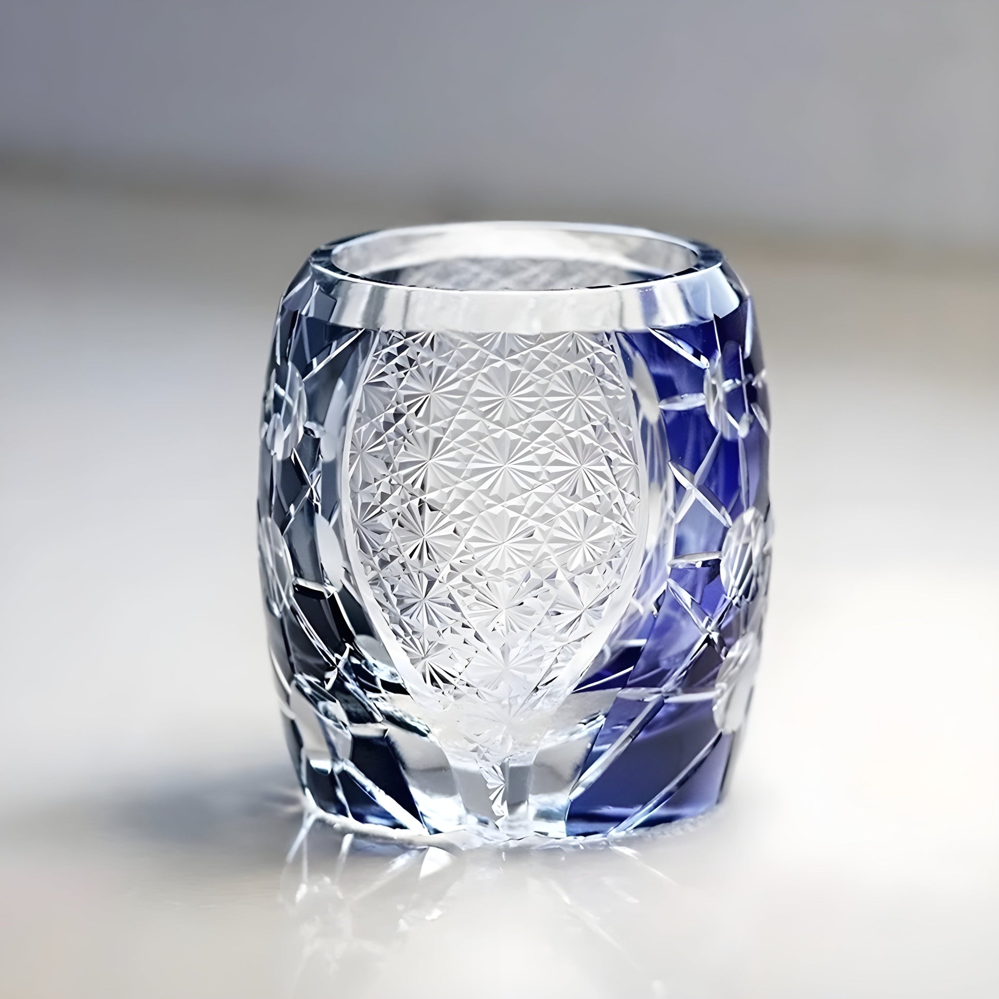 Bicchiere Edo Kiriko – ‘Nettuno’ (Blu/Nero) – Scatola in legno GuerraHome