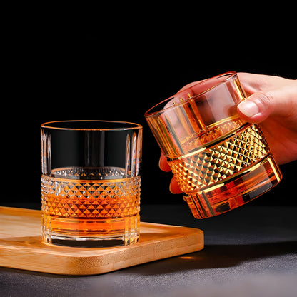 Bicchiere Whisky 'Diamond Oro' – Cristallo Intagliato GuerraHome