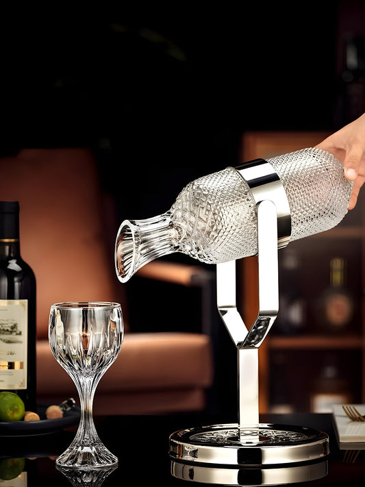 Set Decanter con Calici – “Pendolo Argento” – Design Moderno in Cristallo< GuerraHome