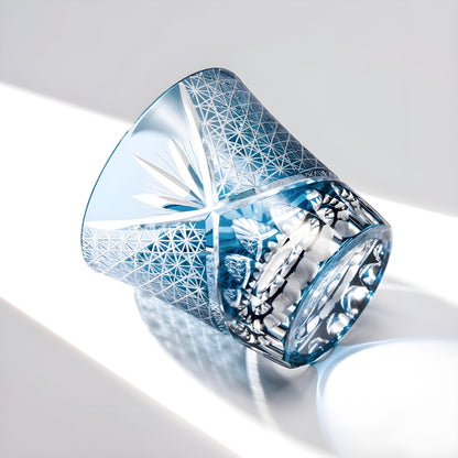 Bicchiere Edo Kiriko – 'Fiore Viola' – Scatola in legno GuerraHome