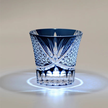 Bicchiere Edo Kiriko – 'Fiore Viola' – Scatola in legno GuerraHome