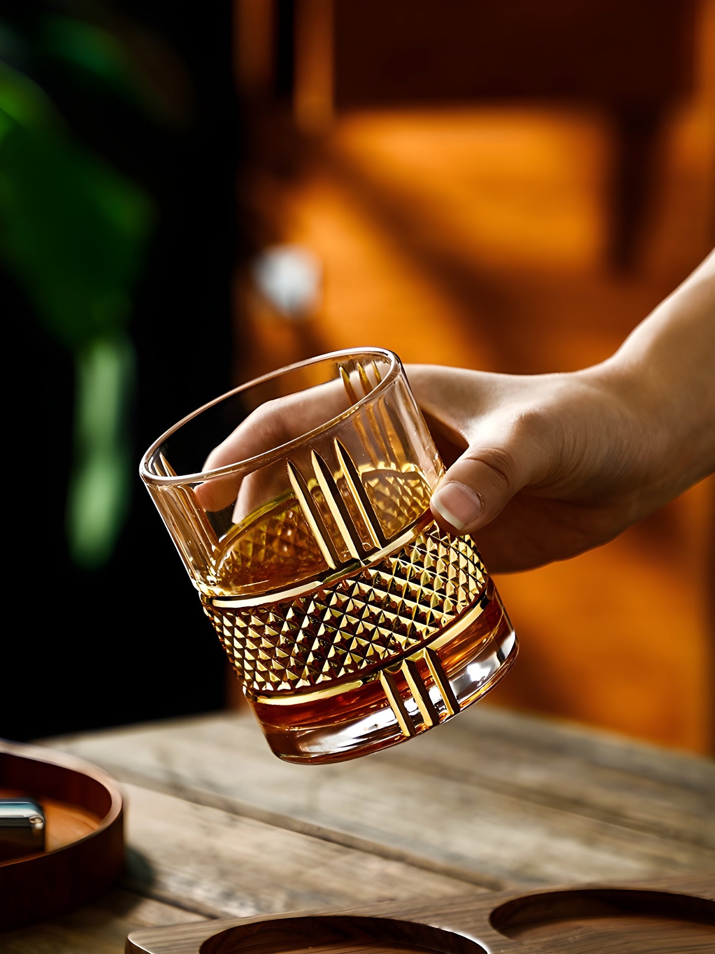 Bicchiere Whisky 'Diamond Oro' – Cristallo Intagliato GuerraHome