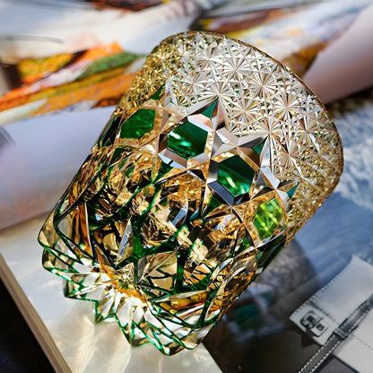 Bicchiere Edo Kiriko – ‘Fluorite Smeraldo’ – Scatola in legno GuerraHome