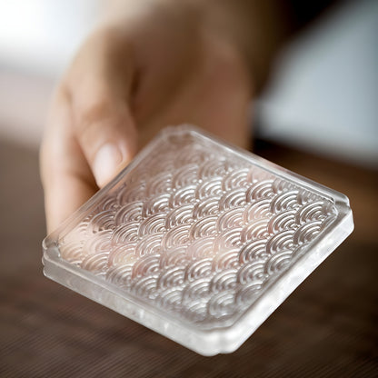 Sottobicchiere Giapponese – Quadrato 'Onda Marina' – Vetro Opaco GuerraHome