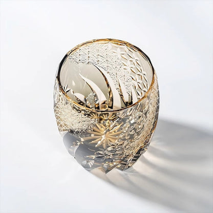 Bicchiere Edo Kiriko – Fiori D'Ambra – Scatola in legno GuerraHome