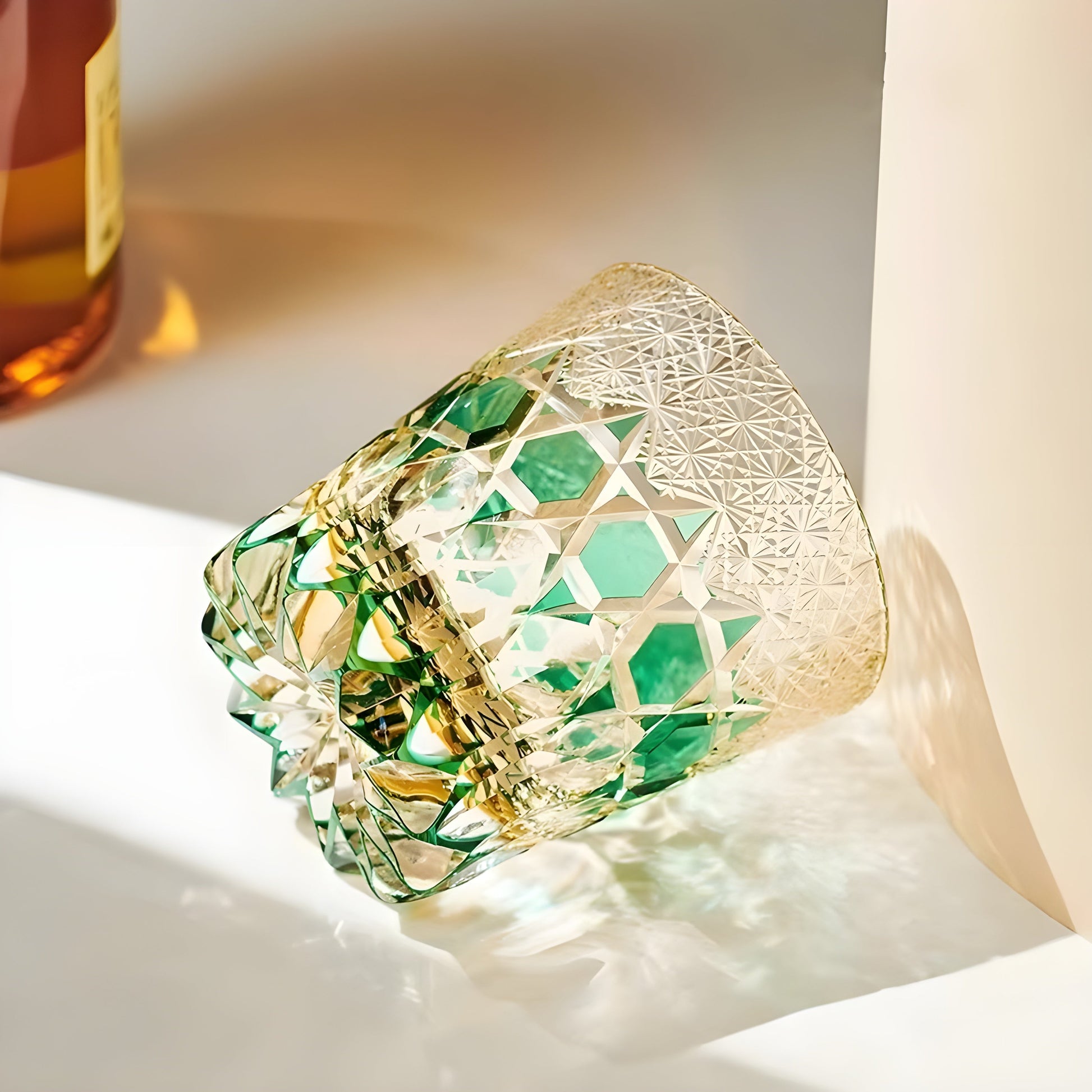 Bicchiere Edo Kiriko – ‘Fluorite Smeraldo’ – Scatola in legno GuerraHome