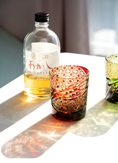 Bicchiere Edo Kiriko- 'Occhio del Drago' – Scatola in Legno GuerraHome