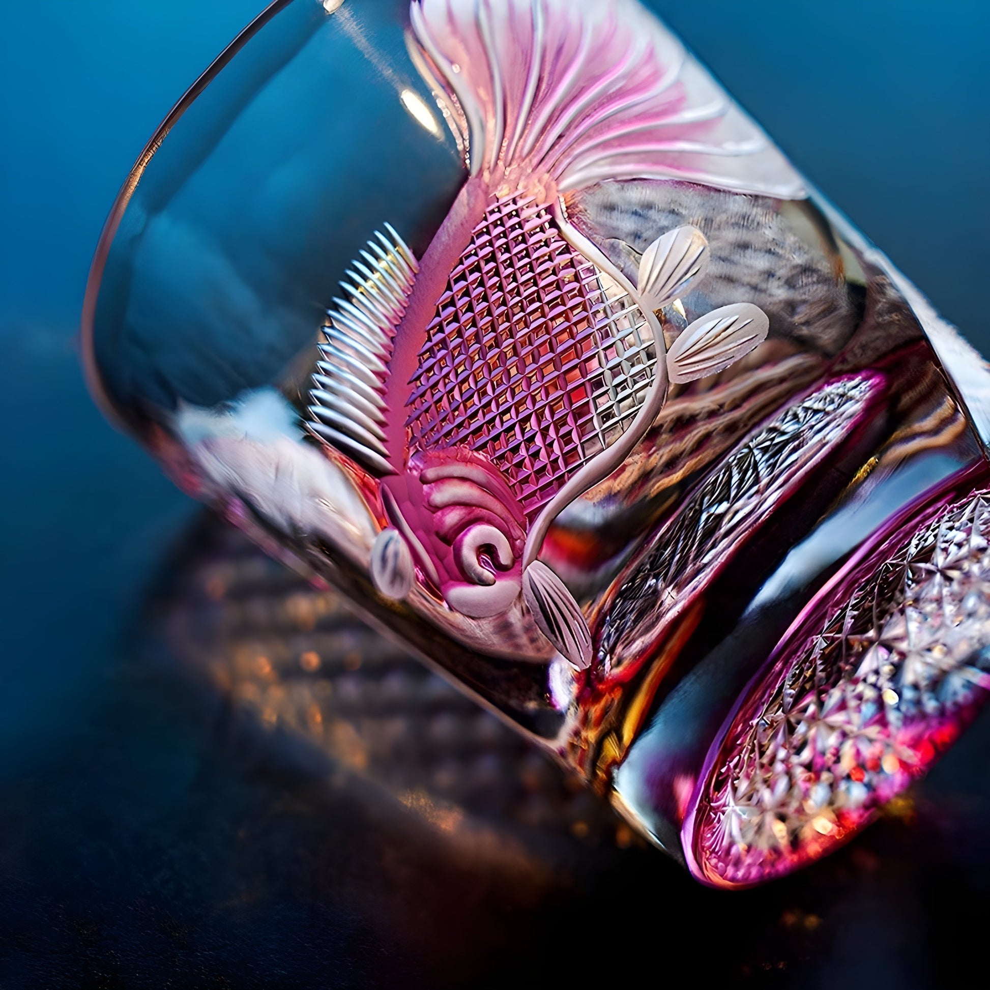 PINK Crystal Goldfish Edo Kiriko Wine Glass Exquisite Carving Wineglass Whiskey Cup Brandy Snifter Liquor Whisky Rock Dropship GuerraHome