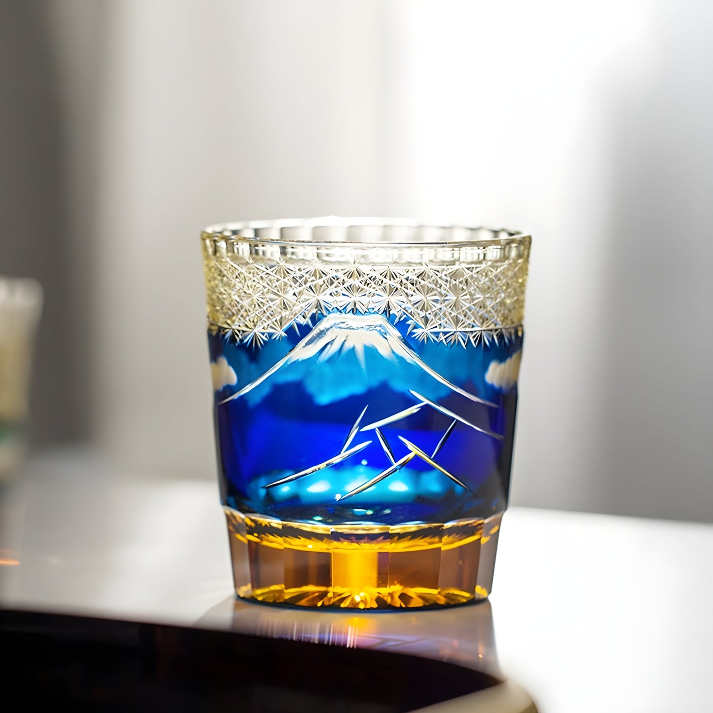 Bicchiere Edo Kiriko – ‘Monte Fuji’ – Scatola in legno GuerraHome