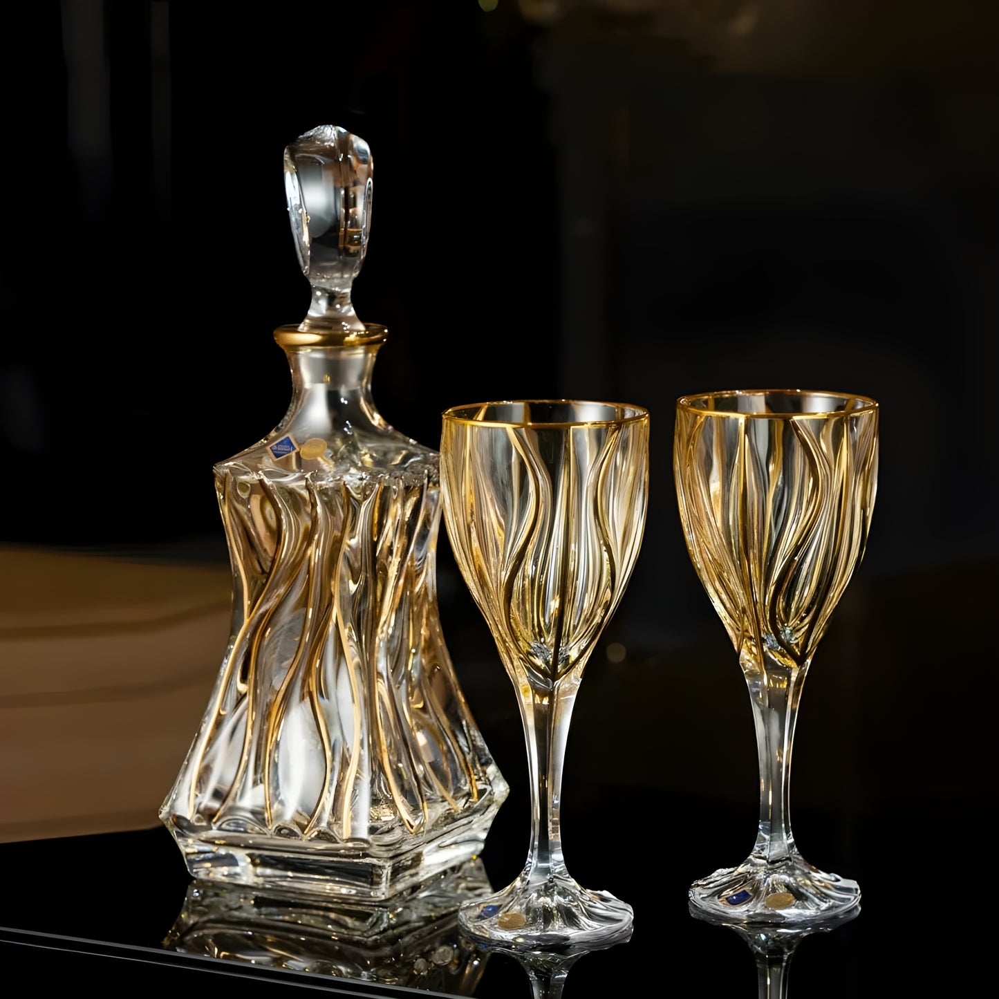 Set Calici e Decanter in Cristallo Bohemia – Modello Vortice Reale