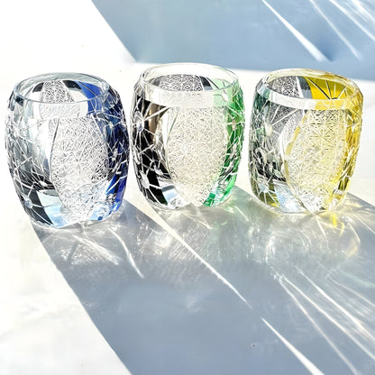 Bicchiere Edo Kiriko – ‘Giove’ (Verde/Nero) – Scatola in legno GuerraHome