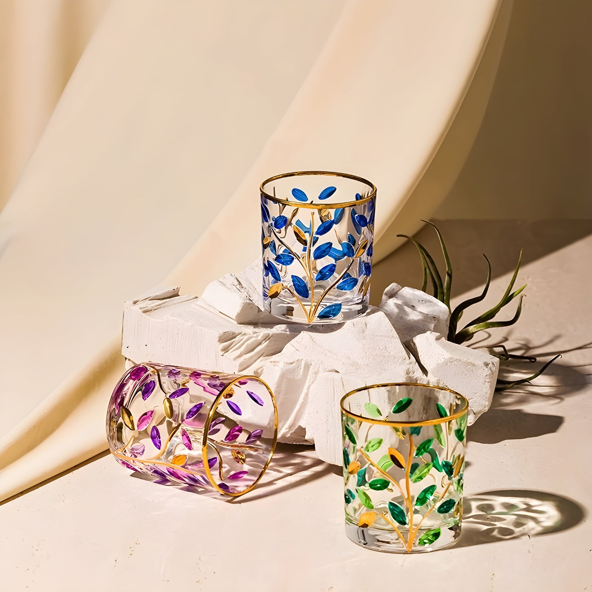 Bicchiere in Cristallo ‘Foglie Viola’ – Collezione Murano | Design Ispirato a Zecchin GuerraHome