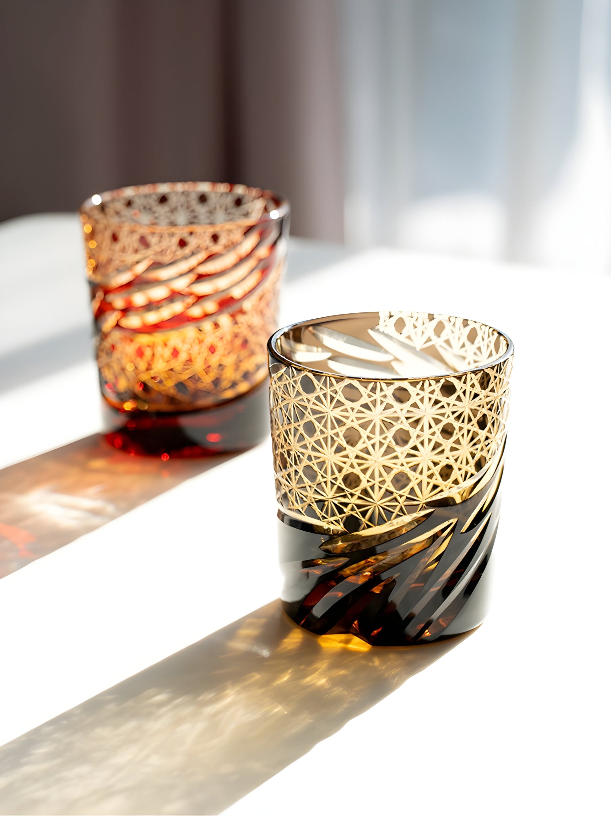 Bicchiere Edo Kiriko- 'Occhio del Drago' – Scatola in Legno GuerraHome