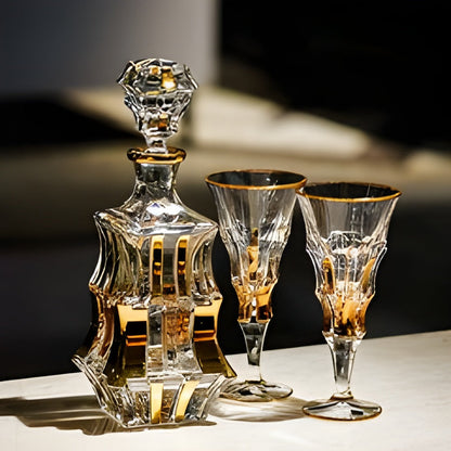 Set di Calici con Decanter 'Royal' in Cristallo Bohemia GuerraHome