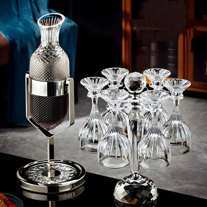 Set Decanter con Calici – “Pendolo Argento” – Design Moderno in Cristallo< GuerraHome