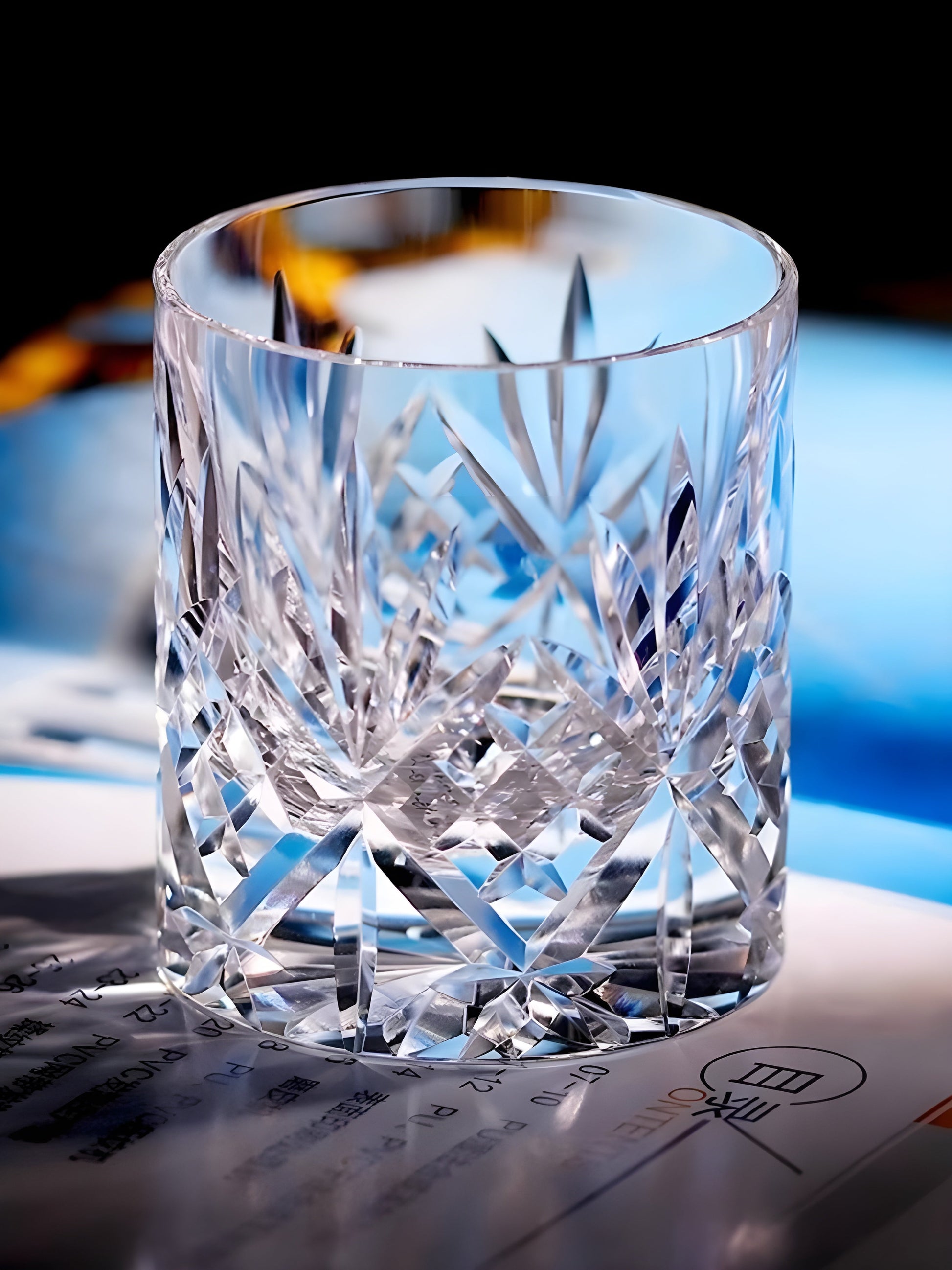 Bicchiere Edo Kiriko – Fiori Classici (Multicolor)– Scatola in legno GuerraHome