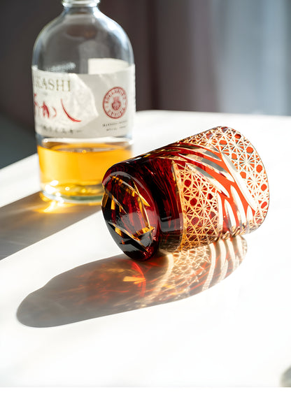 Bicchiere Edo Kiriko- 'Occhio del Drago' – Scatola in Legno GuerraHome