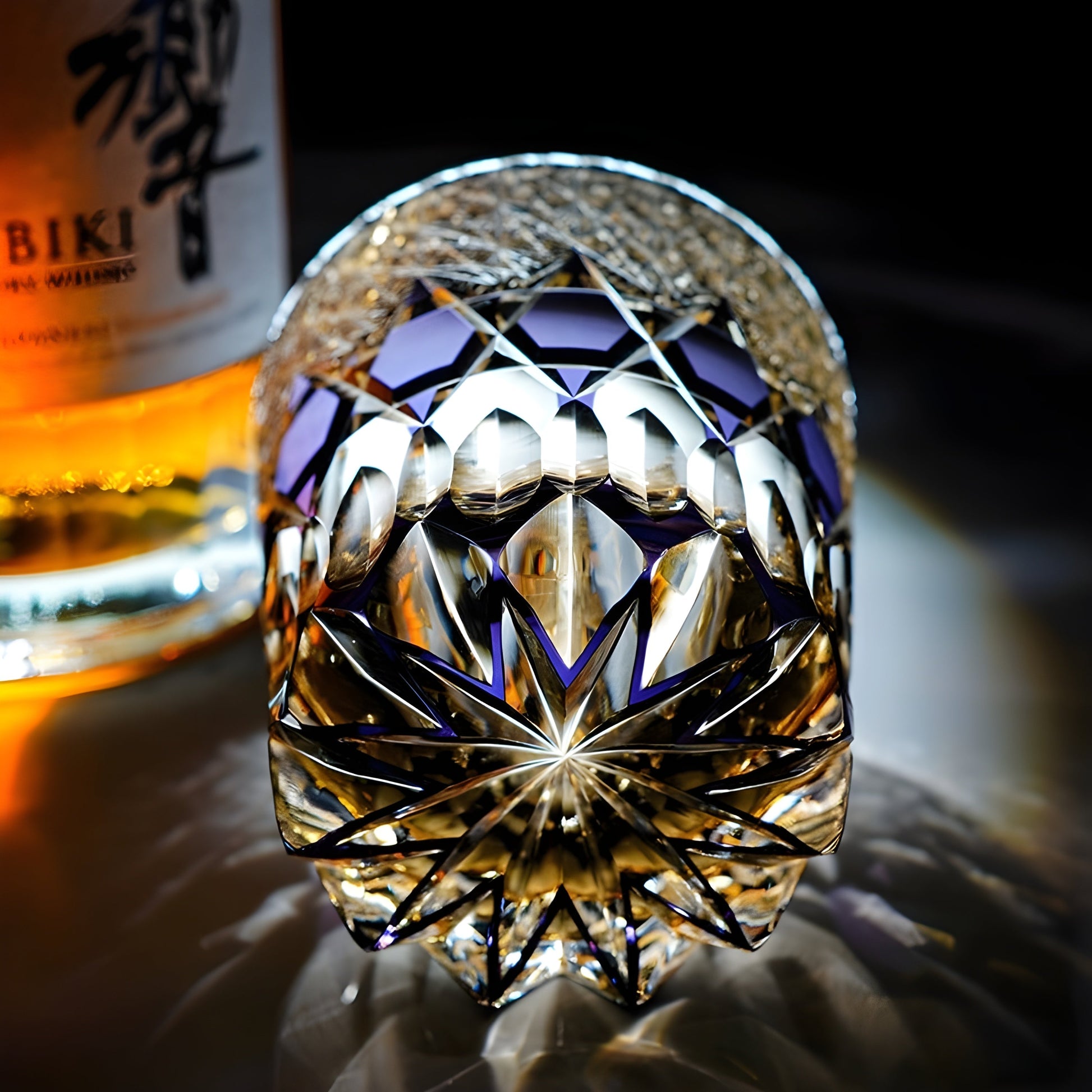 Bicchiere Edo Kiriko – ‘Fluorite Viola’ – Scatola in legno GuerraHome