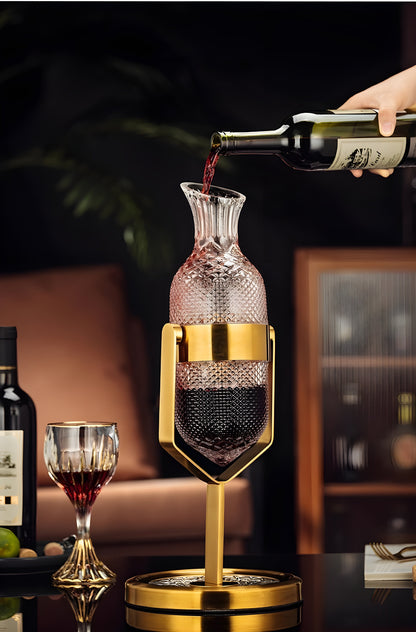 Set Decanter con Calici – “Pendolo Oro” – Design Moderno GuerraHome