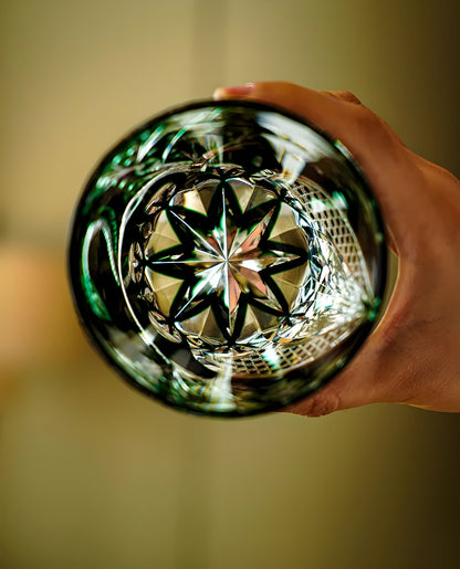 Bicchiere Edo Kiriko – “Serpente Smeraldo” – Scatola in legno GuerraHome