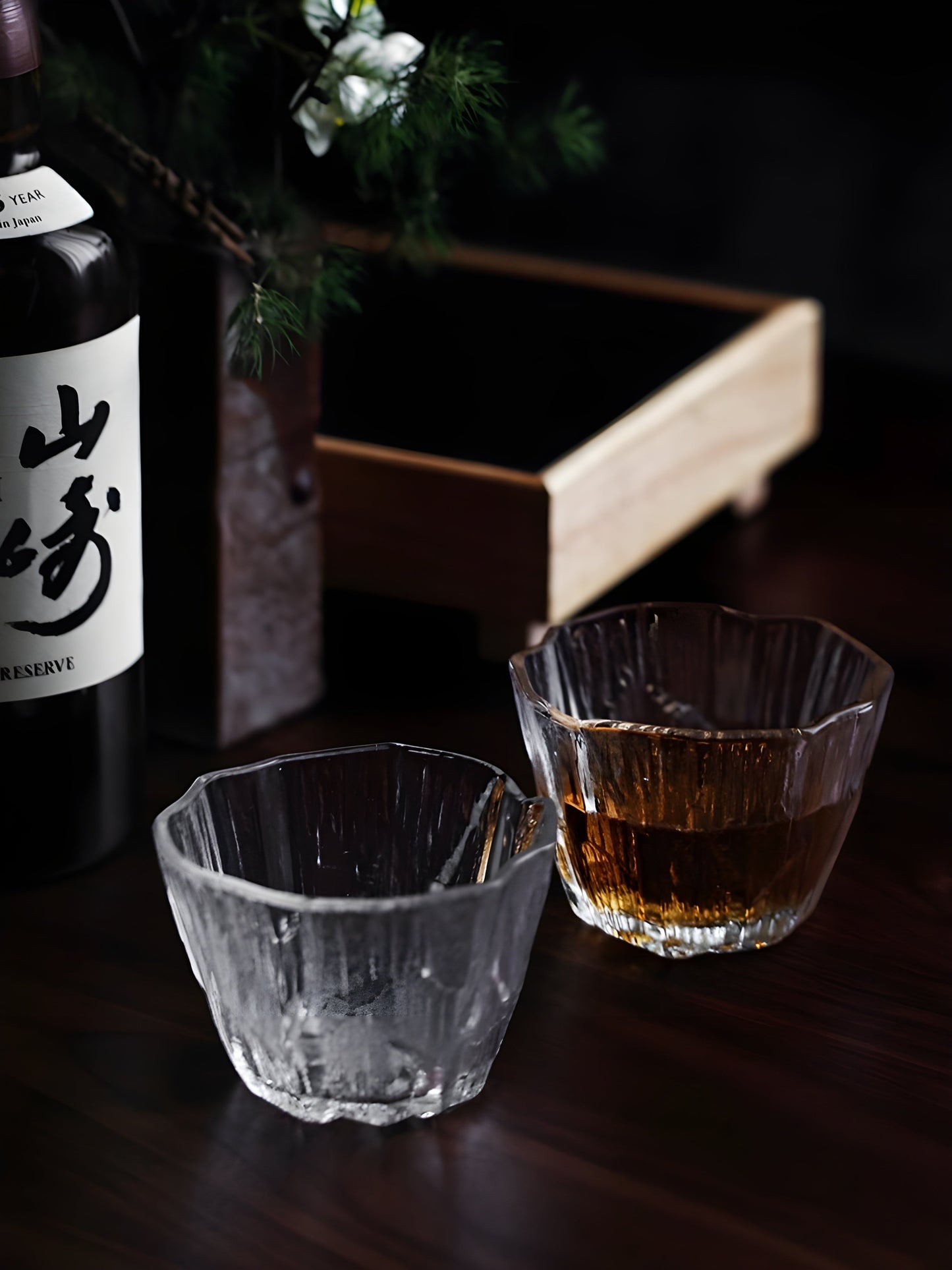 Bicchiere Whisky 'Ice Crystal' – Design Giapponese Irregolare | Con Scatola in Legno GuerraHome