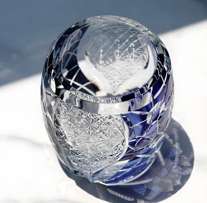 Bicchiere Edo Kiriko – ‘Nettuno’ (Blu/Nero) – Scatola in legno GuerraHome