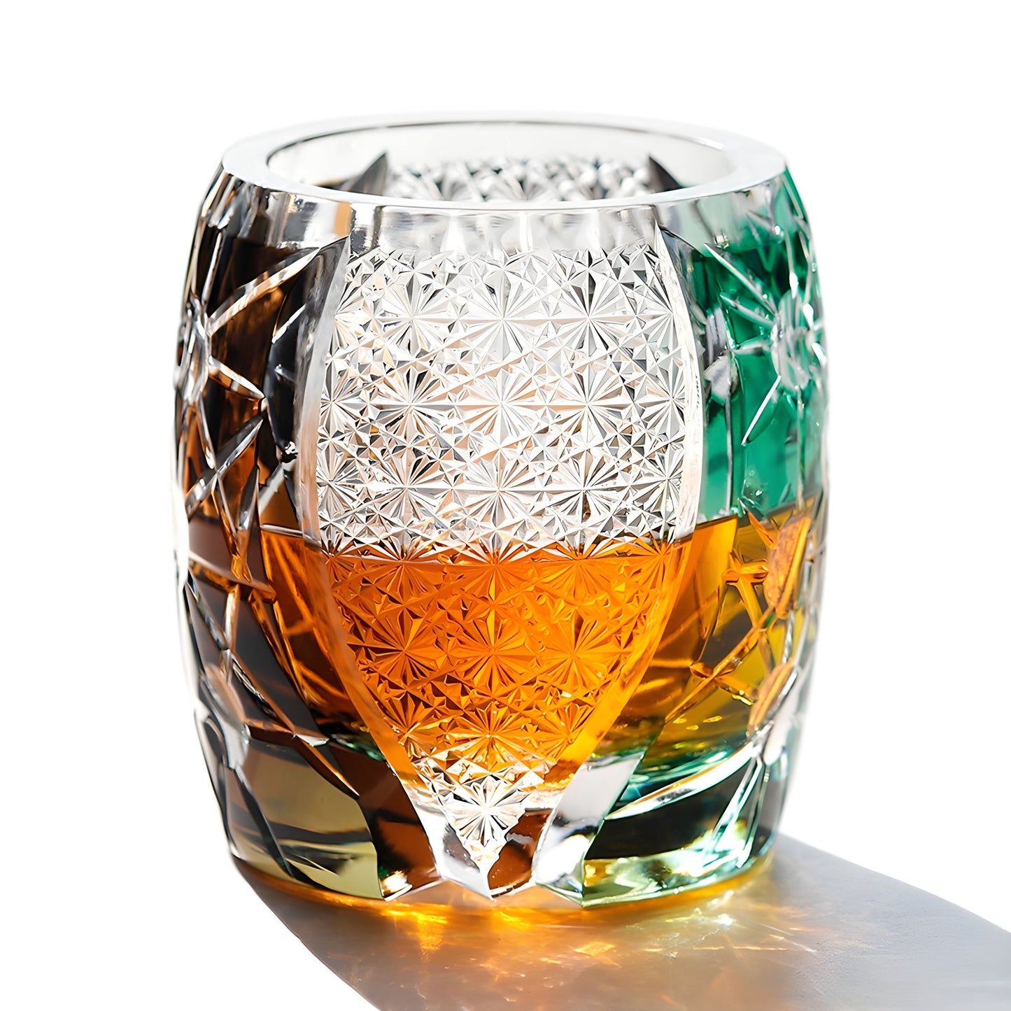 Bicchiere Edo Kiriko – ‘Giove’ (Verde/Nero) – Scatola in legno GuerraHome