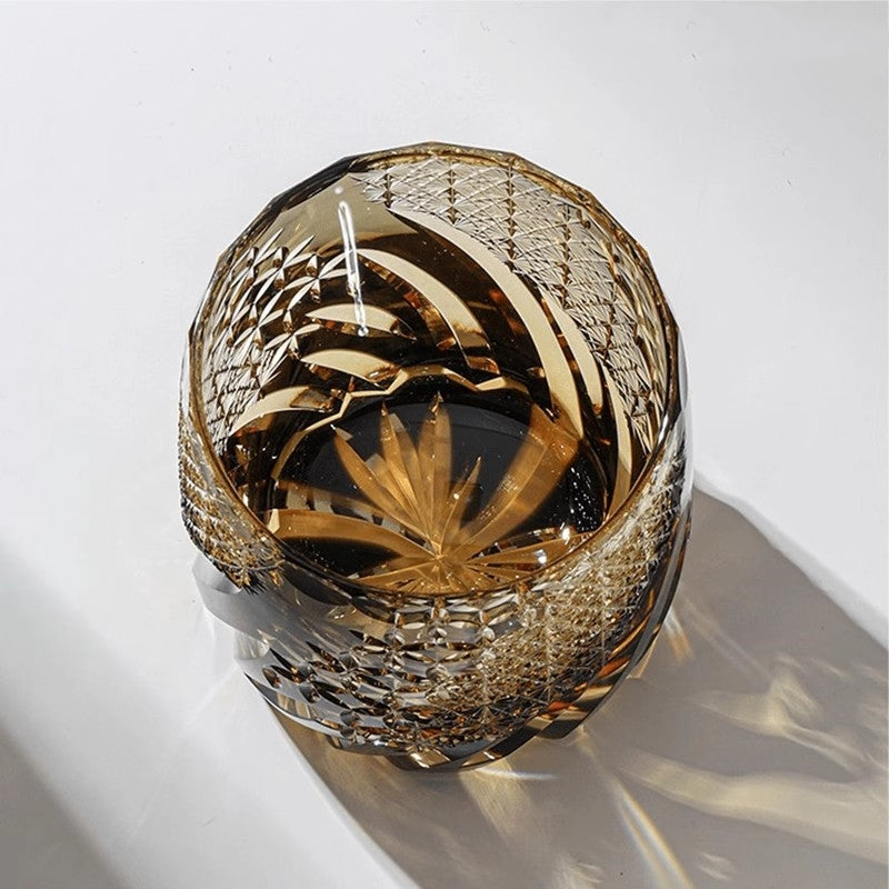 Bicchiere Edo Kiriko – Fiori D'Ambra – Scatola in legno GuerraHome