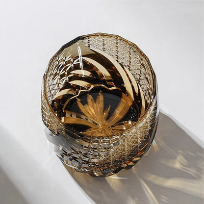 Bicchiere Edo Kiriko – Fiori D'Ambra – Scatola in legno GuerraHome