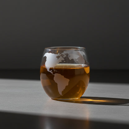 Set Di Bicchieri e Decanter - Modello "Viaggiatore" - Globo con Veliero e Mappamondo