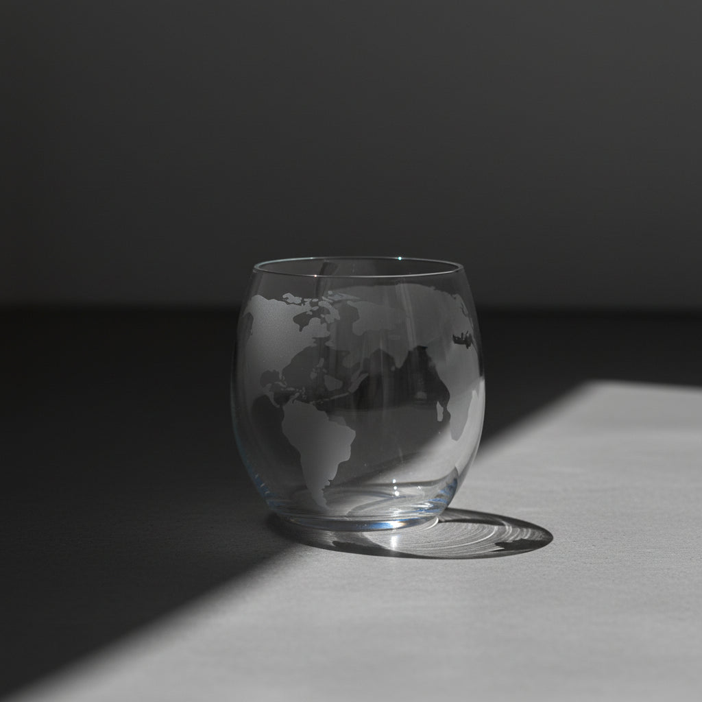 Set Di Bicchieri e Decanter - Modello "Viaggiatore" - Globo con Veliero e Mappamondo