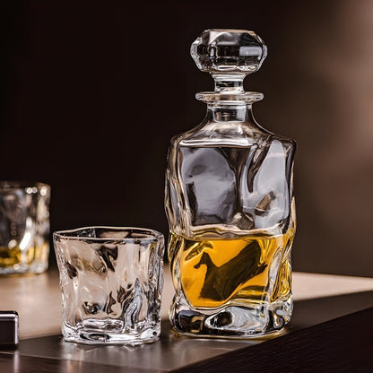 Irregular Art Design Wine Bottle Whisky Decanter Brandy Liquor XO Dispenser Light Luxury Crystal Glass Whiskey Divider Cup Set GuerraHome