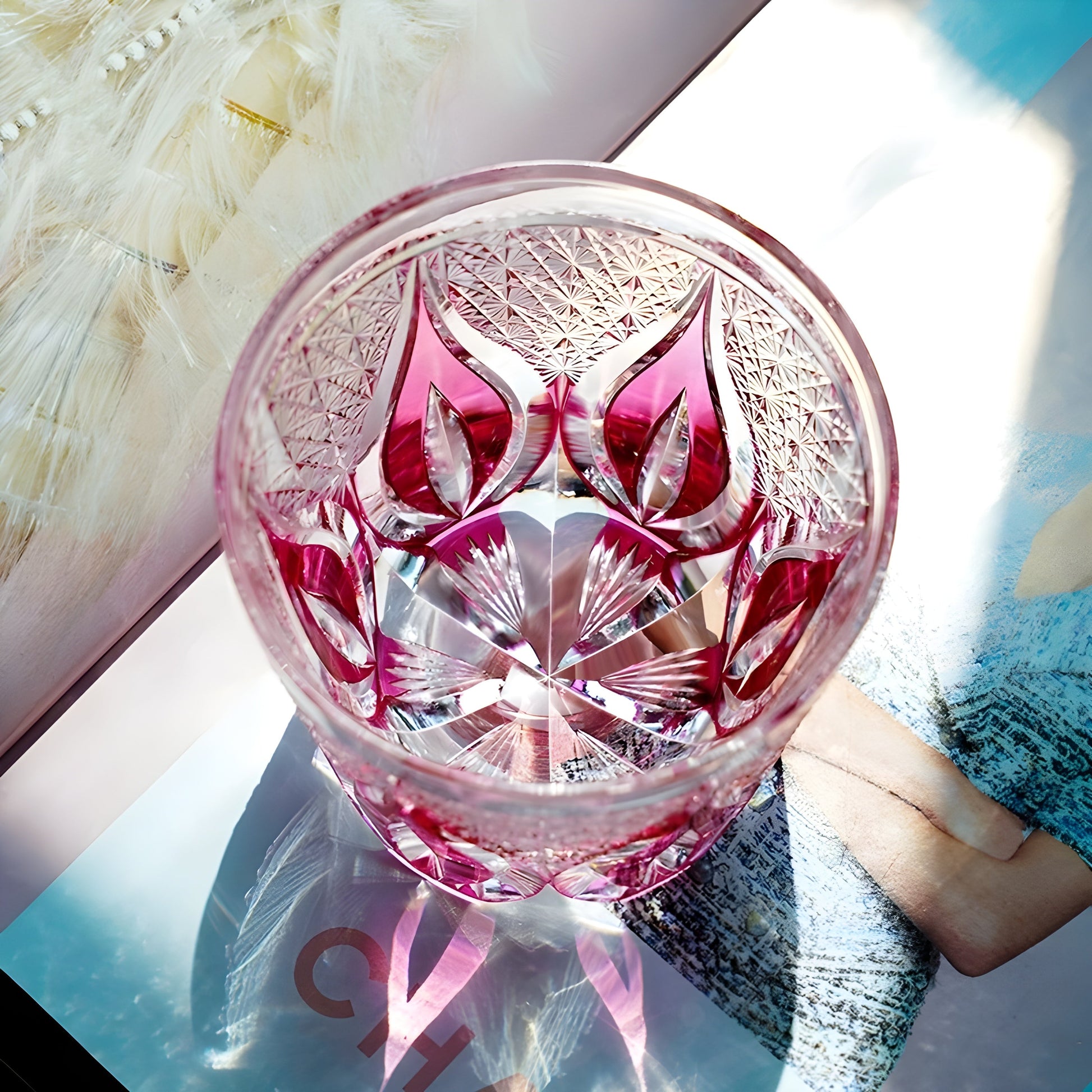 Bicchiere Edo Kiriko – ‘Fiamma Cremisi’ – Scatola in legno GuerraHome